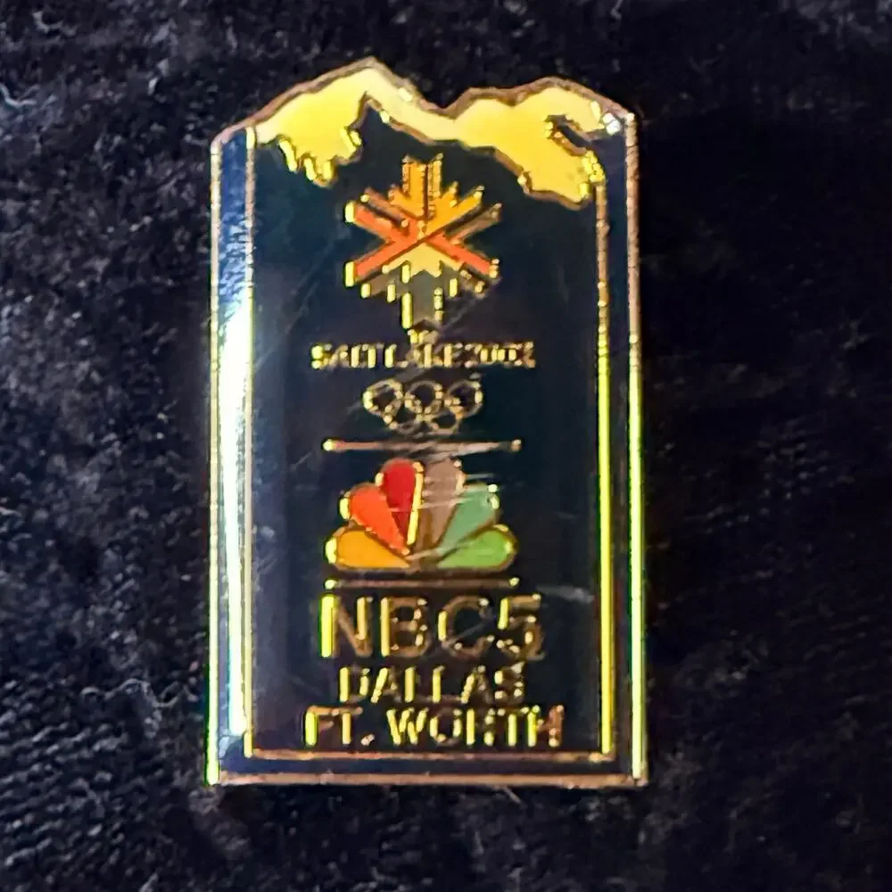VTG NBC 5 Dallas Ft Worth Salt Lake City Olympics Pin Gold Tone Collectible